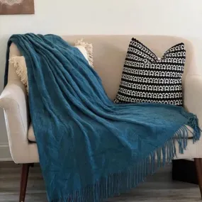 Teal blue throw blanket, Teal blanket for sofa, throw for couch, Extra soft blanket for sofa, Warm throw blanket, Housewarming gift