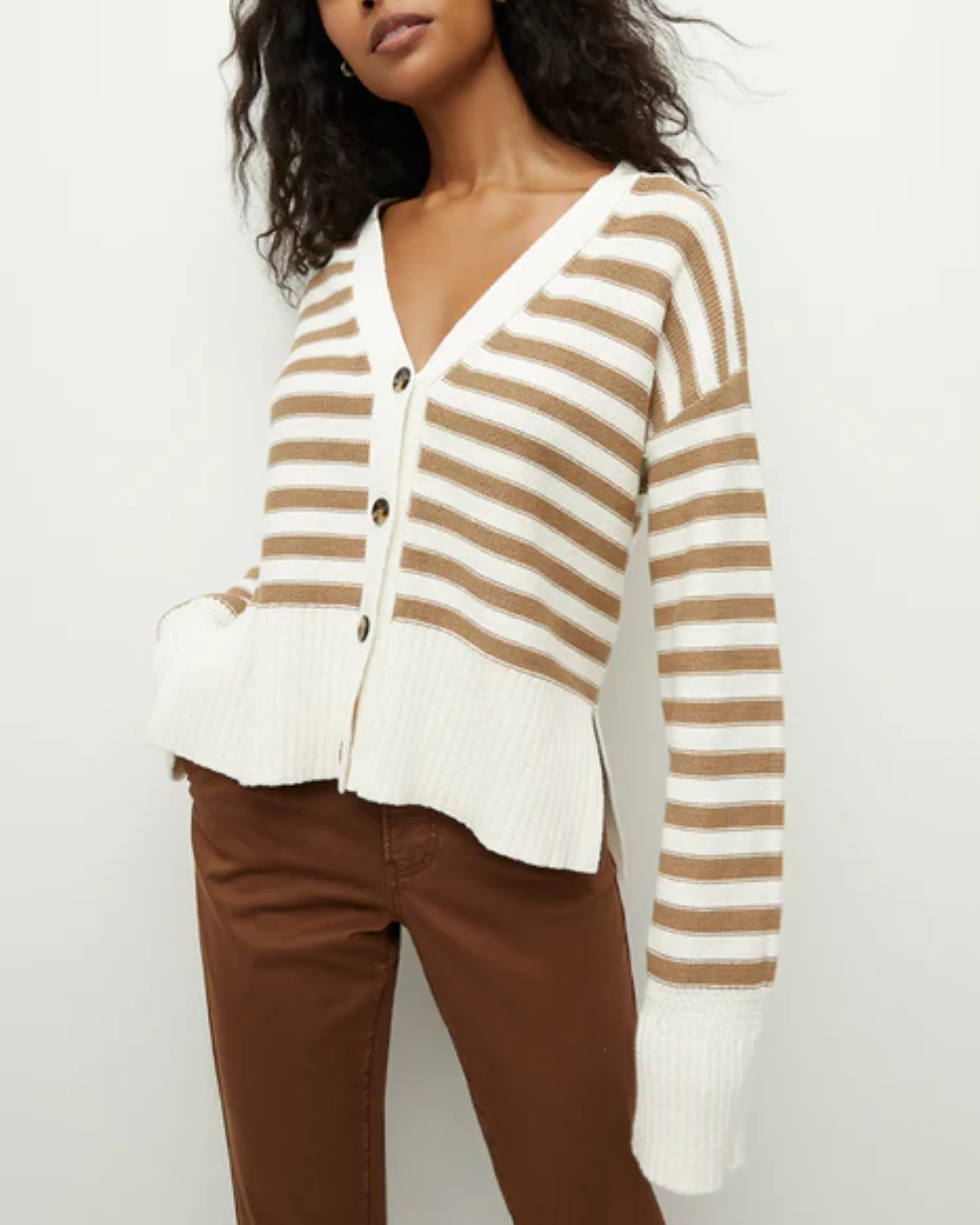 Veronica Beard Saylor Cardigan in White Khaki