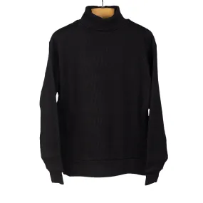 Wide-wale ribbed cotton turtleneck in black