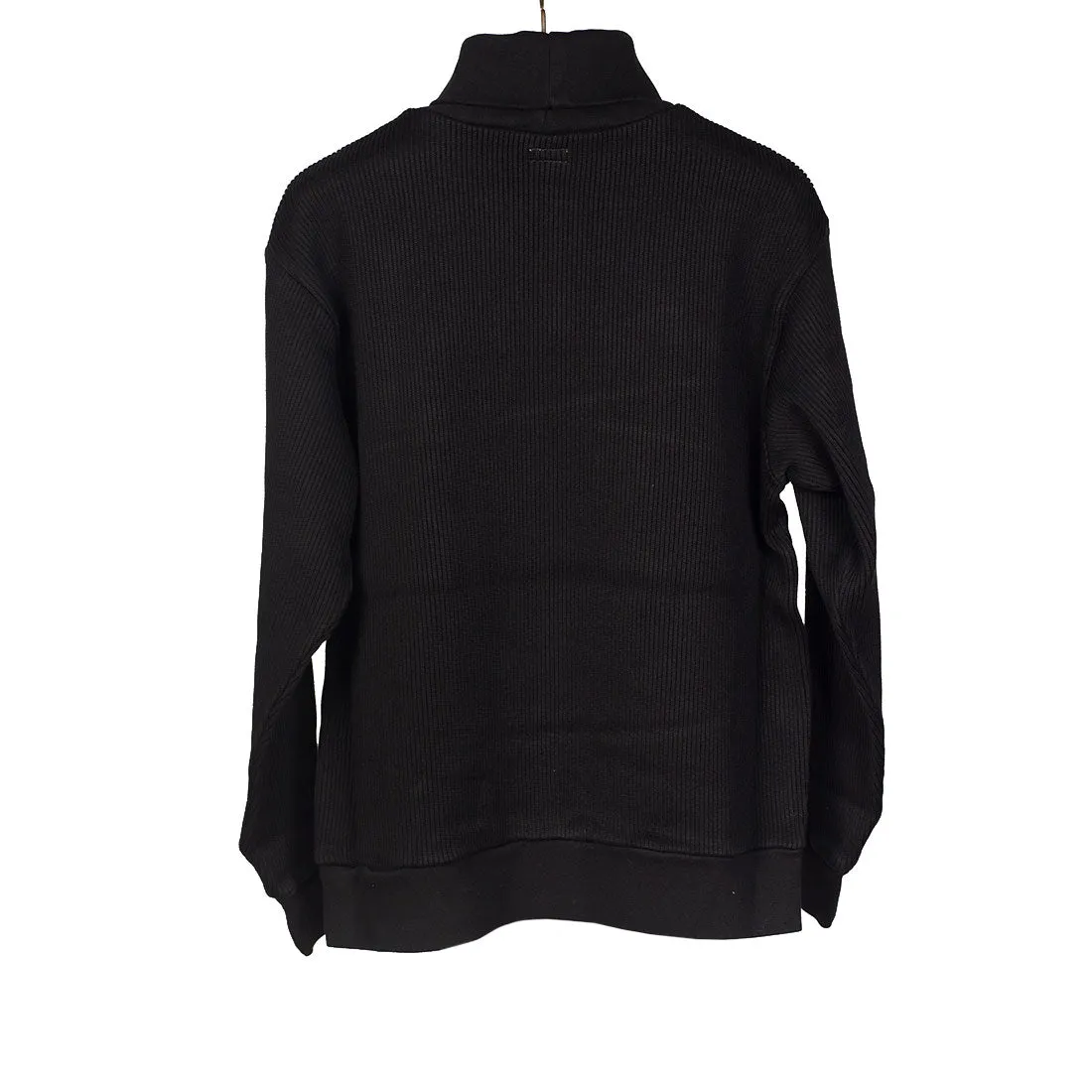 Wide-wale ribbed cotton turtleneck in black