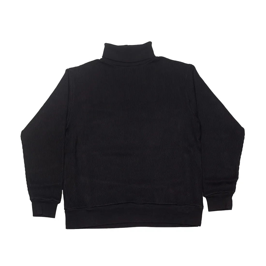 Wide-wale ribbed cotton turtleneck in black