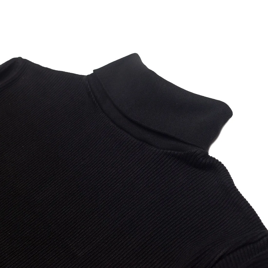 Wide-wale ribbed cotton turtleneck in black