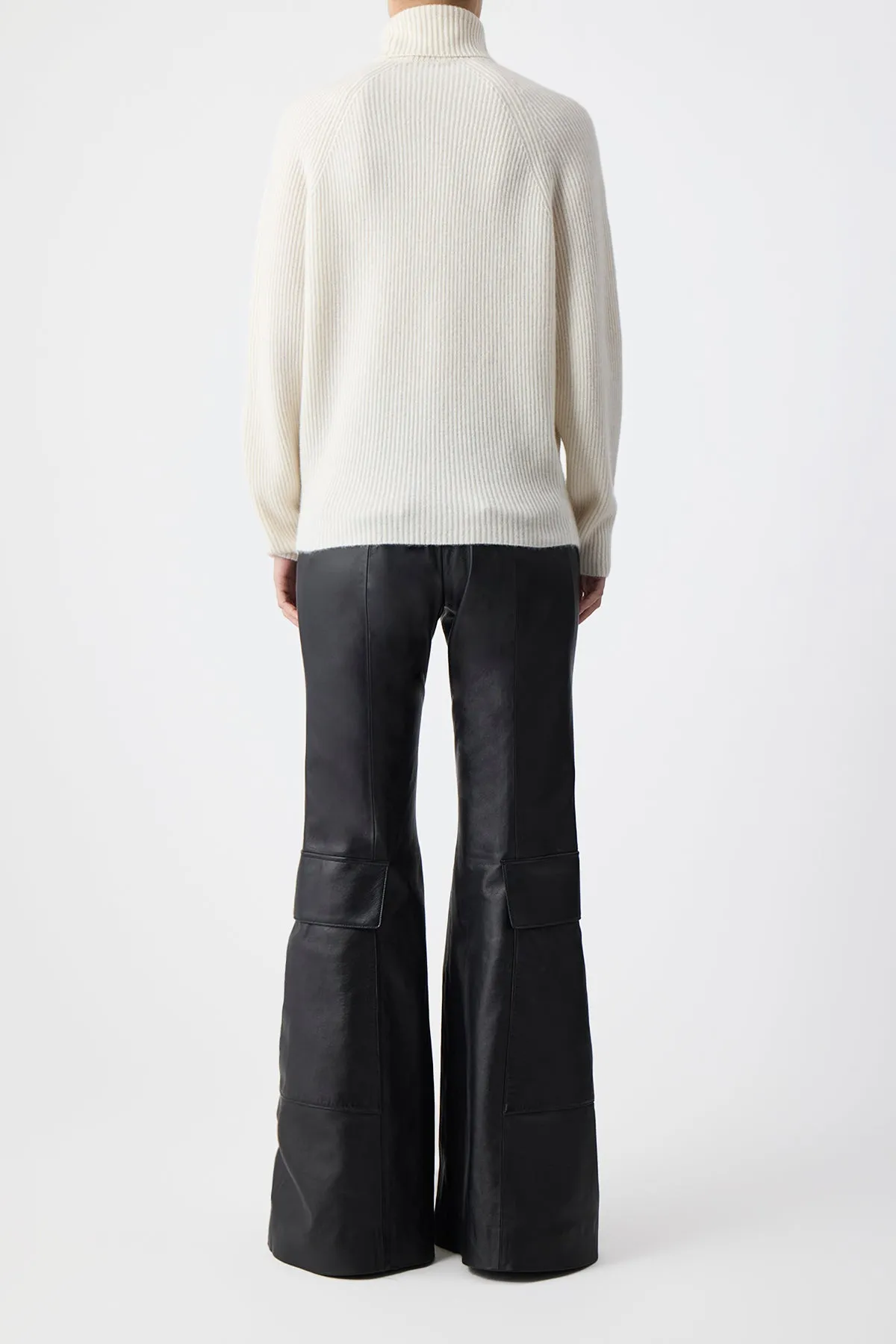 Wigman Knit Turtleneck Sweater in Ivory Cashmere