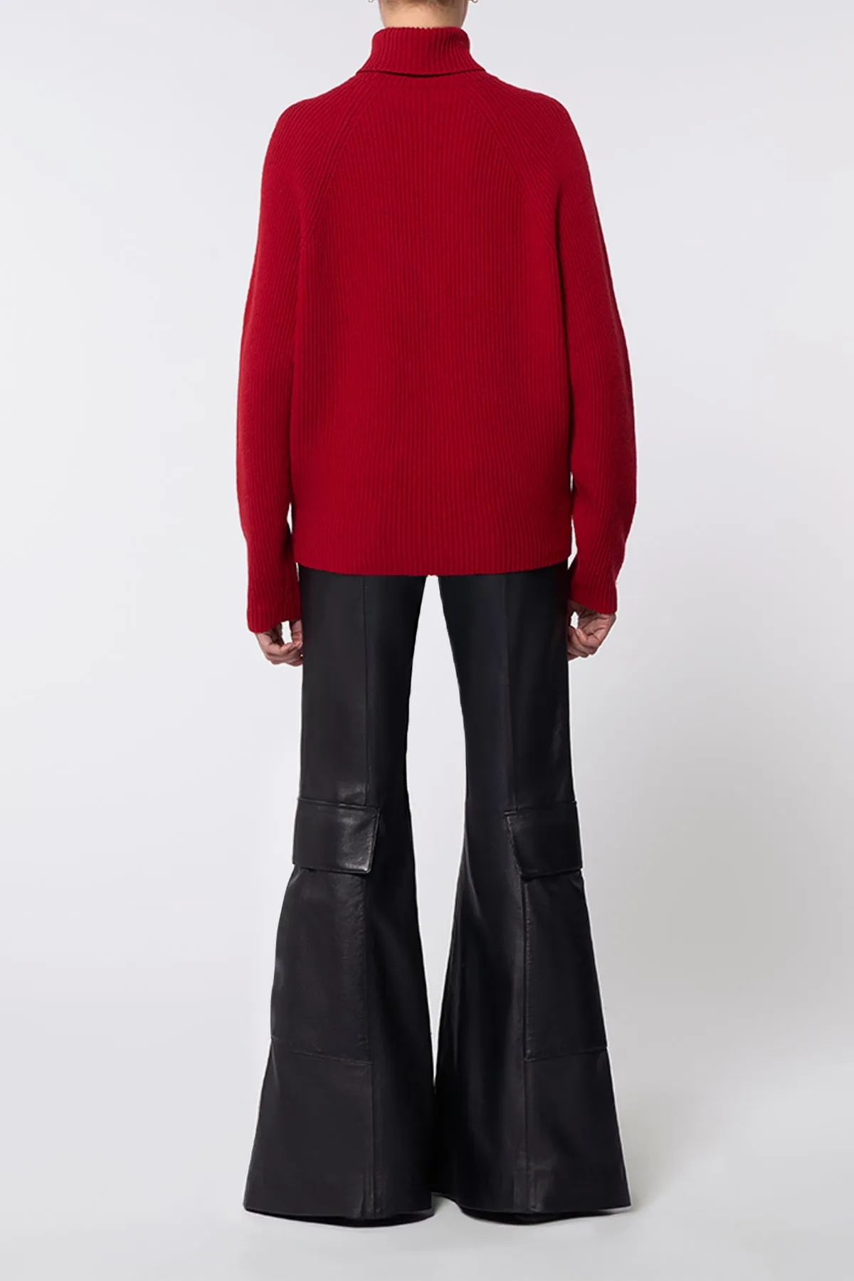 Wigman Knit Turtleneck Sweater in Scarlet Red Cashmere