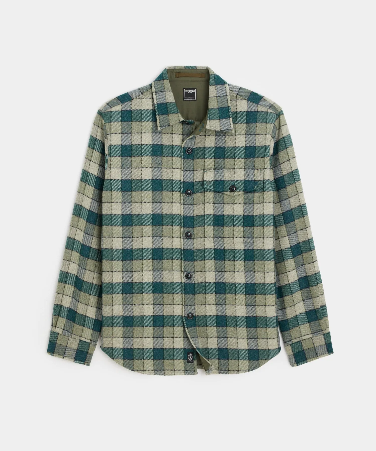 Wool Plaid Utility Shirt Jacket in Grey